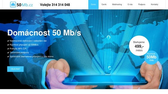 50Mb/s rychlost připojení k internetu